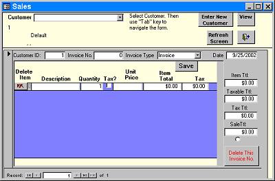 Invoicing Menu